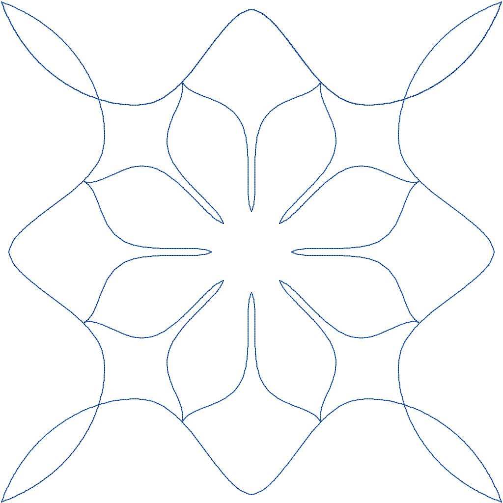 Close-up of Blooming Tile geometric floral quilting pantograph showing detailed eight-petal flower blooms inside interlocking diamond tile shapes for longarm quilting machines