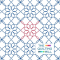 Blooming Tile interlocking floral pantograph product image showing cheerful eight-petal flowers nestled inside interlocking diamond tiles for modern edge-to-edge longarm quilting