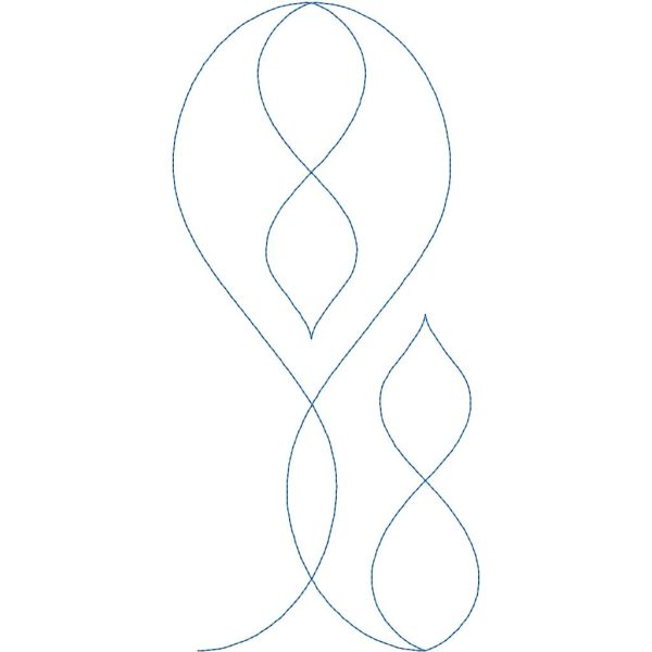 Close-up of Blown Glass digital pantograph showing soft hourglass curves and twist loop quilting design detail