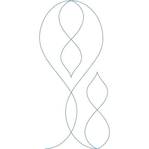 Close-up of Blown Glass digital pantograph showing soft hourglass curves and twist loop quilting design detail