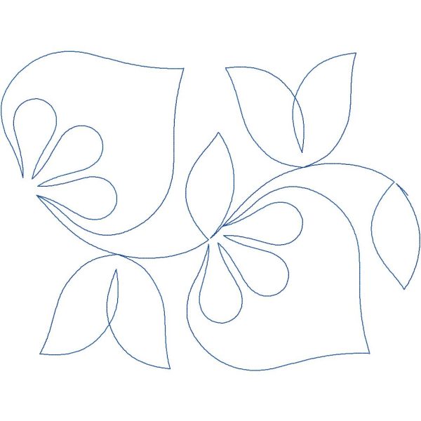 Close-up of Bonnet Flower digital pantograph showing bonnet-shaped bloom motifs and soft curved petal detail in a modern floral quilting design