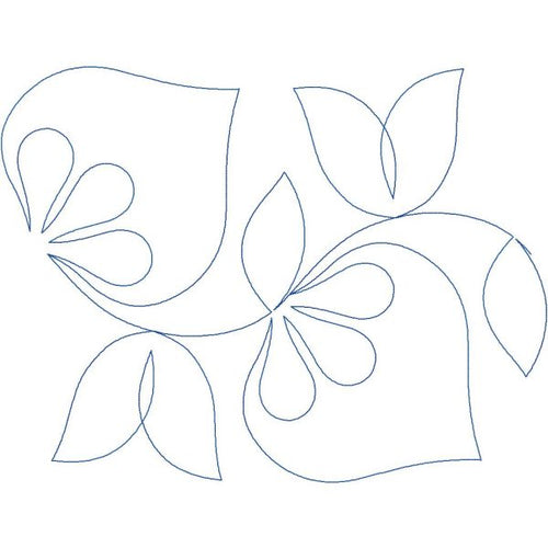 Close-up of Bonnet Flower digital pantograph showing bonnet-shaped bloom motifs and soft curved petal detail in a modern floral quilting design