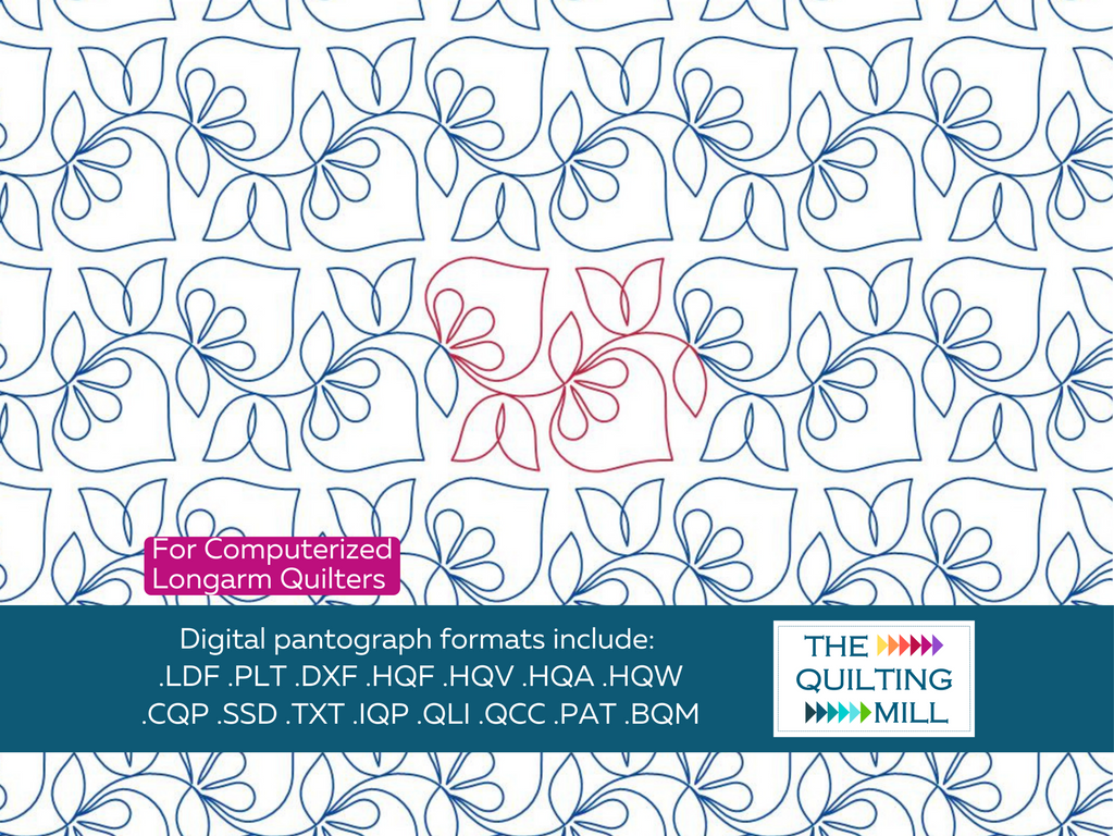 Bonnet Flower floral digital pantograph design – soft rounded petal shapes in a modern edge-to-edge flower quilting pattern for longarm machines
