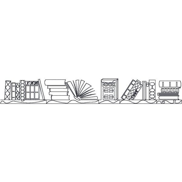 Close-up of Bookshelf Full Width digital pantograph showing clean upright book shapes lined up in a rhythmic full-width row for longarm quilting
