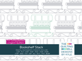 Bookshelf Stack modern novelty pantograph product image showing neatly stacked book spines in a playful literary edge-to-edge longarm quilting design