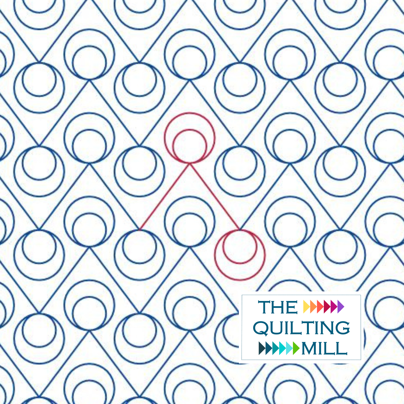 Bounce Double modern circle pantograph product image showing bold paired geometric circles in a fun rhythmic modern edge-to-edge longarm quilting design
