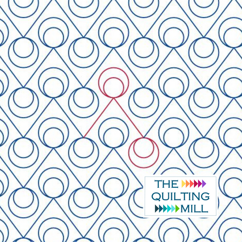 Bounce Double modern circle pantograph product image showing bold paired geometric circles in a fun rhythmic modern edge-to-edge longarm quilting design