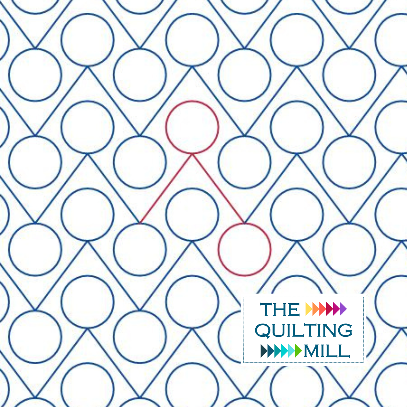 Bounce longarm circle pantograph product image showing bold playful geometric circles in a fun rhythmic modern edge-to-edge longarm quilting design