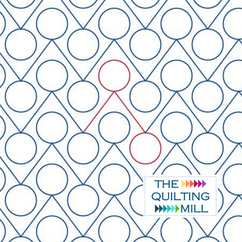 Bounce longarm circle pantograph product image showing bold playful geometric circles in a fun rhythmic modern edge-to-edge longarm quilting design
