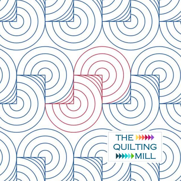 Bouncing Bullseye circle pantograph pattern – bold concentric rings repeating edge to edge in a dynamic geometric longarm quilting design