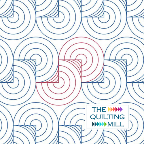 Bouncing Bullseye circle pantograph pattern – bold concentric rings repeating edge to edge in a dynamic geometric longarm quilting design
