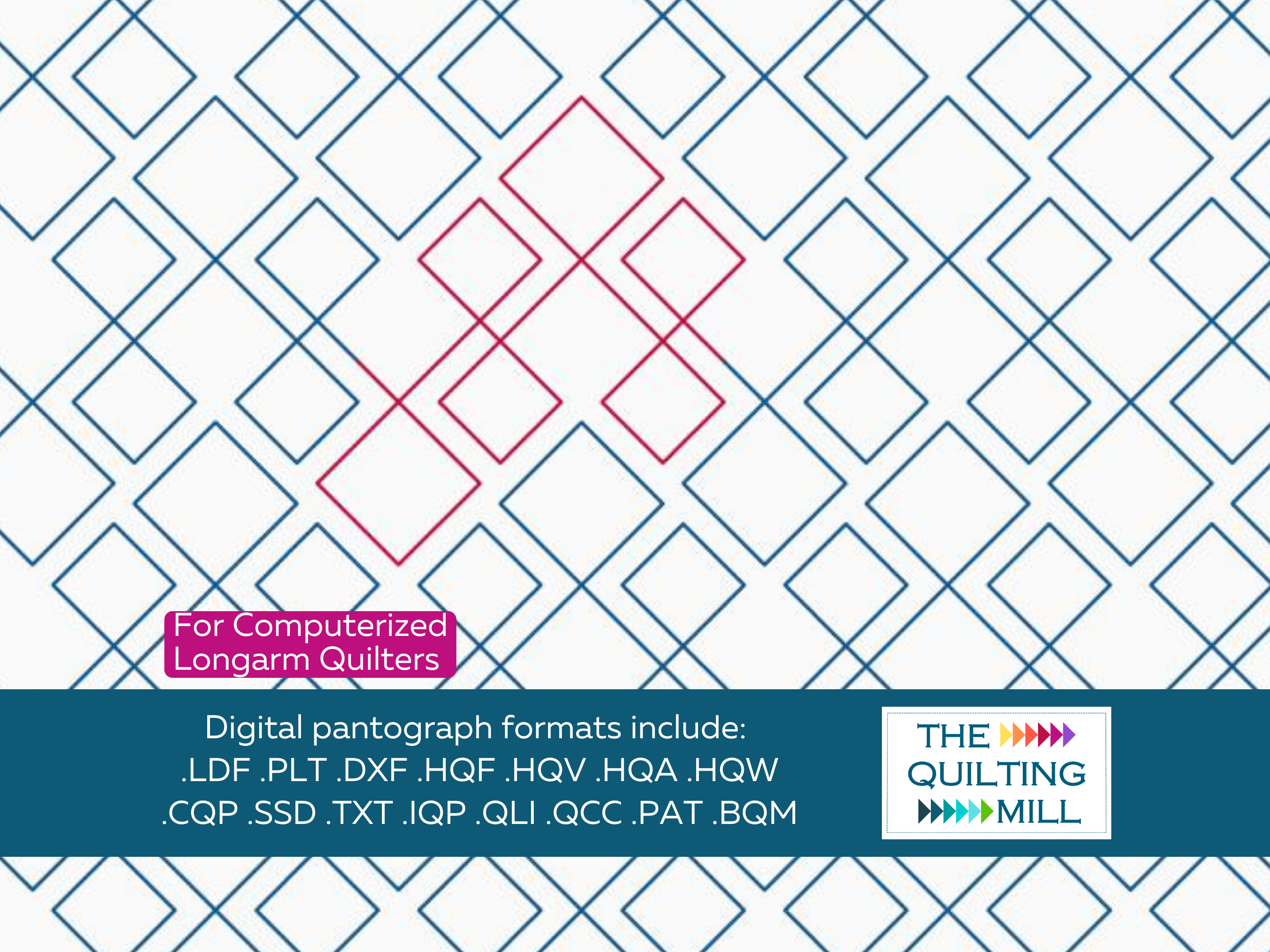 Boxing square longarm pantograph info sheet with file formats and specifications for digital pantographs and longarm quilting machines