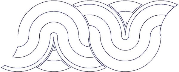 Close-up of Braid Less Dense digital pantograph showing soft interlacing woven braid lines in a light open repeat for longarm quilting machines