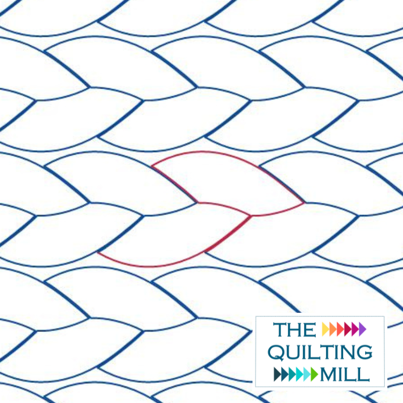 Braided edge-to-edge quilting pantograph – bold woven braid curves repeating in a tight geometric pattern across a longarm quilt top