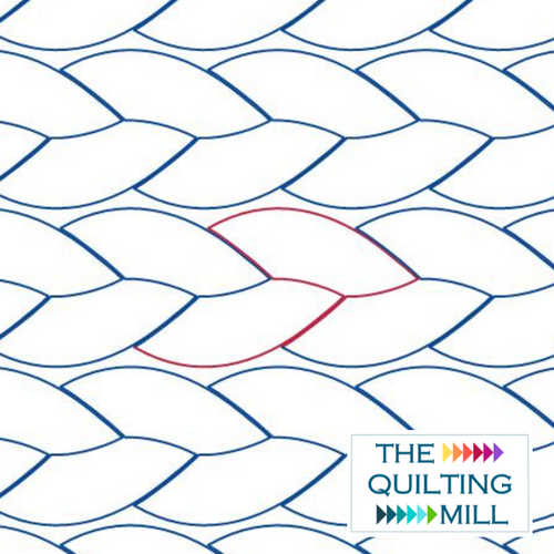 Braided edge-to-edge quilting pantograph – bold woven braid curves repeating in a tight geometric pattern across a longarm quilt top
