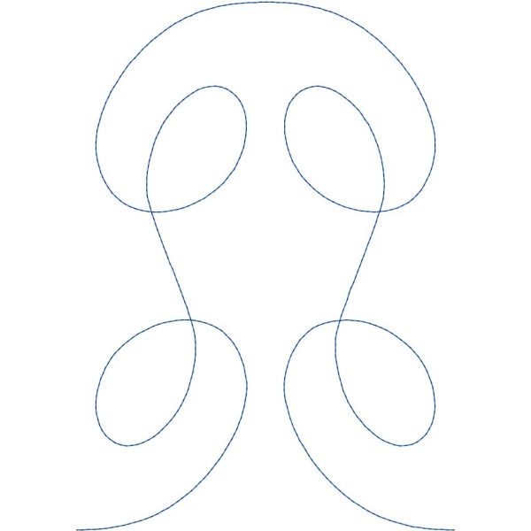Close-up of Brainy digital pantograph showing bold loopy organic curves in a compact 7-inch by 5-inch zero-backtrack repeat for longarm quilting