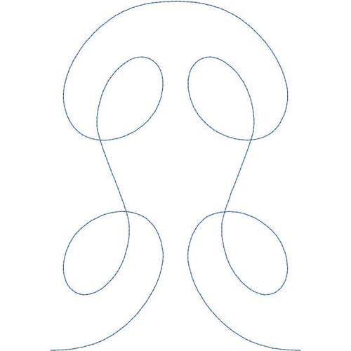 Close-up of Brainy digital pantograph showing bold loopy organic curves in a compact 7-inch by 5-inch zero-backtrack repeat for longarm quilting