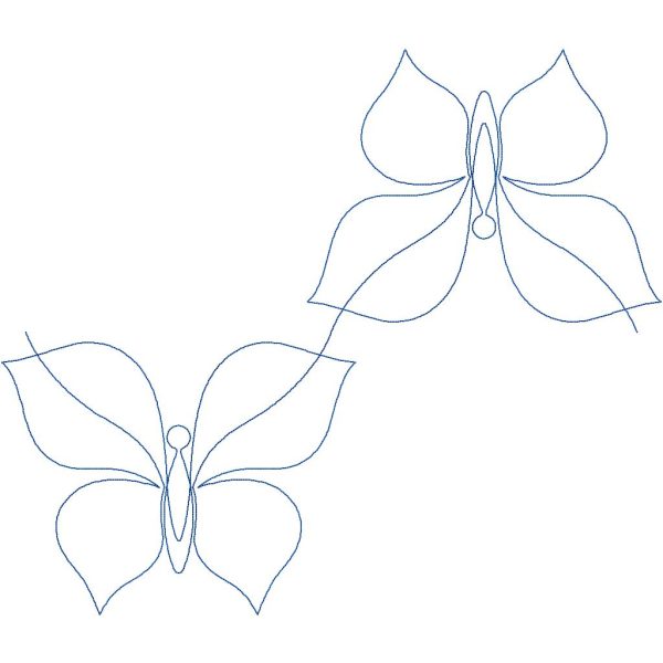 Close-up of Breezy Butterfly digital pantograph showing soft butterfly wing shapes in a tight connected repeat with no backtracking for longarm quilting