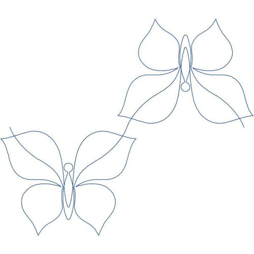 Close-up of Breezy Butterfly digital pantograph showing soft butterfly wing shapes in a tight connected repeat with no backtracking for longarm quilting