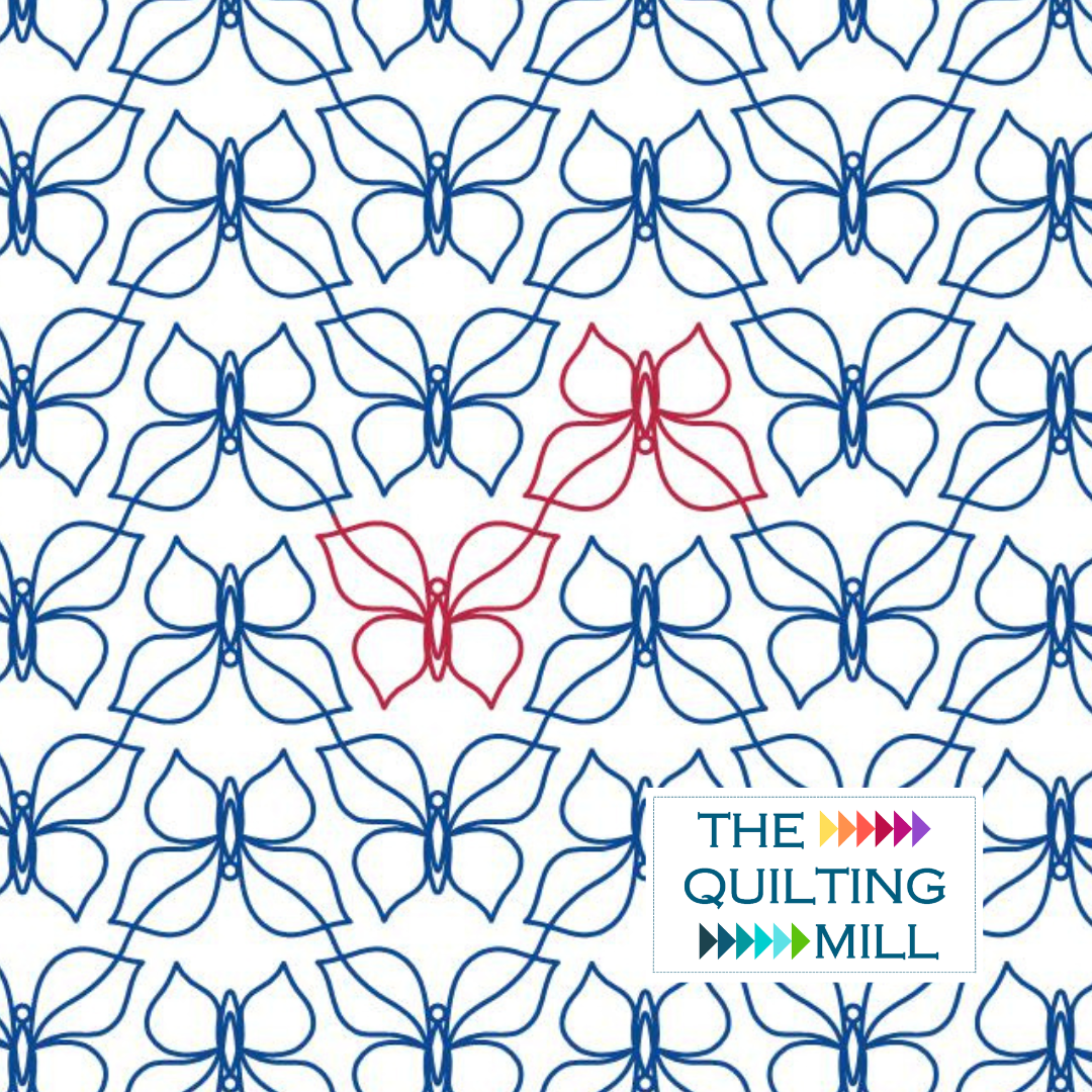Breezy Butterfly quilting pantograph – soft open butterfly wings repeating edge to edge in a whimsical spring longarm quilting design for baby and nursery quilts