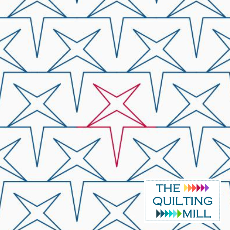Brick Star pantograph for longarm quilting – bold geometric star shapes repeating in a staggered brick-offset layout for a sharp edge-to-edge longarm quilt design