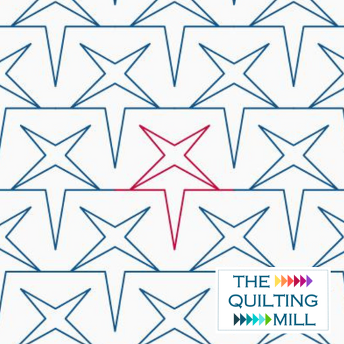 Brick Star pantograph for longarm quilting – bold geometric star shapes repeating in a staggered brick-offset layout for a sharp edge-to-edge longarm quilt design