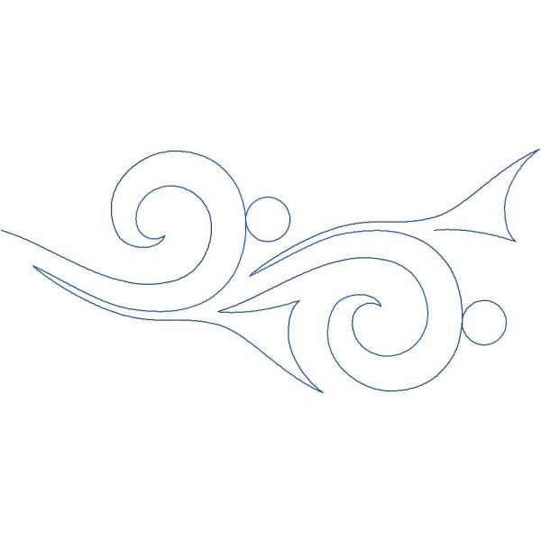 Close-up of Briny swirl quilting pantograph showing playful seaweed curves and bubble shapes in flowing ocean-inspired detail