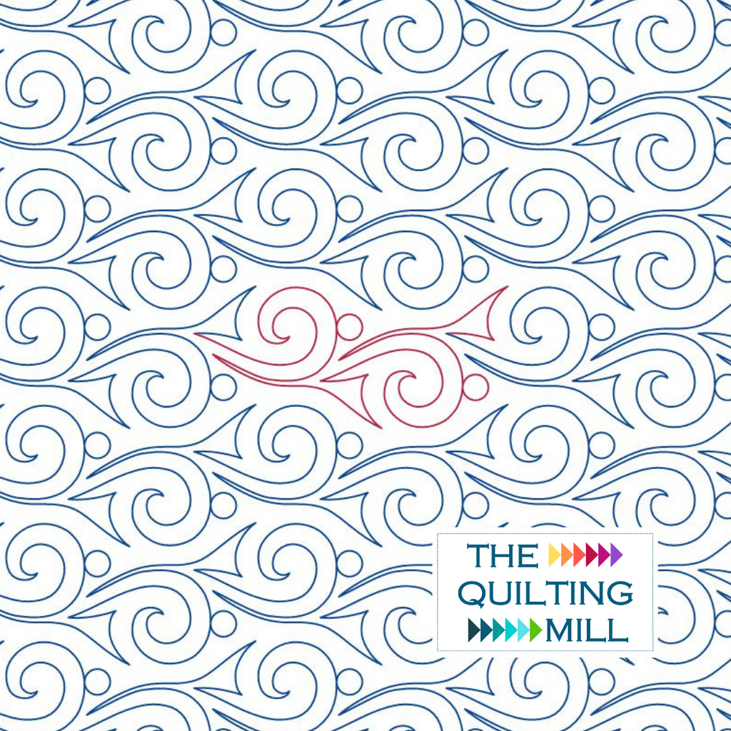 Briny swirl quilting pantograph – ocean-inspired seaweed swirl and bubble design for longarm quilting machines