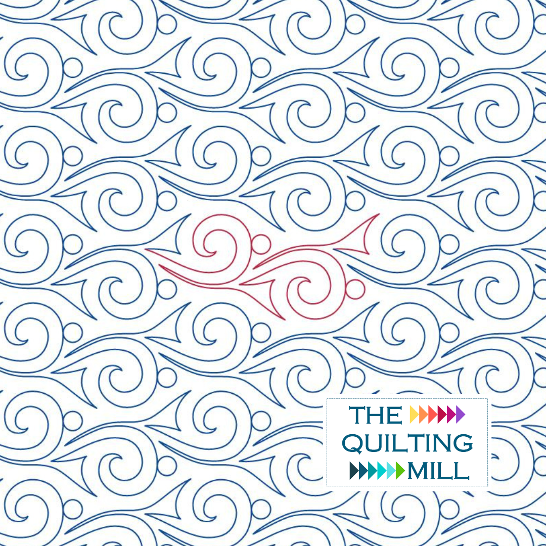 Briny swirl quilting pantograph – ocean-inspired seaweed swirl and bubble design for longarm quilting machines