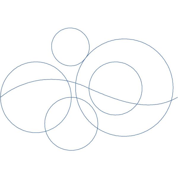 Close-up of Bubble Quintuple digital pantograph showing overlapping bubble loops and curved stitch lines