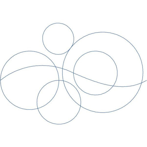 Close-up of Bubble Quintuple digital pantograph showing overlapping bubble loops and curved stitch lines