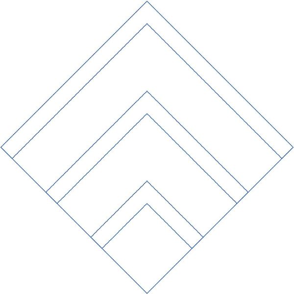 Close-up of Cabin Corners log cabin pantograph showing structured geometric corner detail and crisp angular stitching for longarm machines