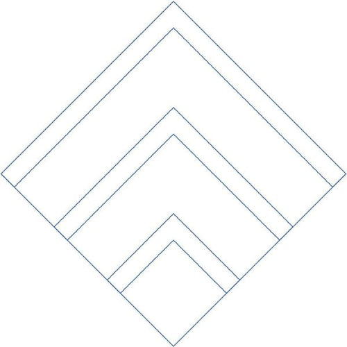 Close-up of Cabin Corners log cabin pantograph showing structured geometric corner detail and crisp angular stitching for longarm machines