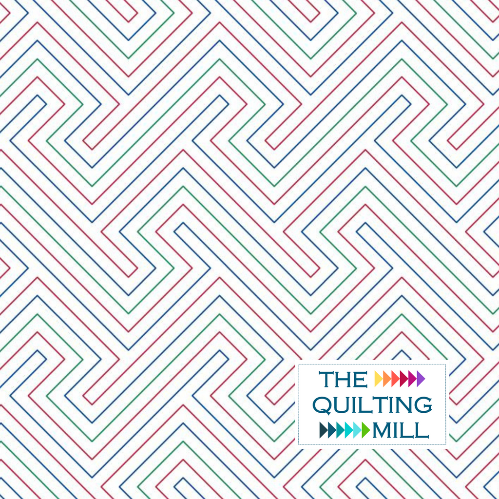 Catacombs Extended Width maze digital pantograph – bold angular zigzag lines in a graphic geometric labyrinth design for modern longarm quilting