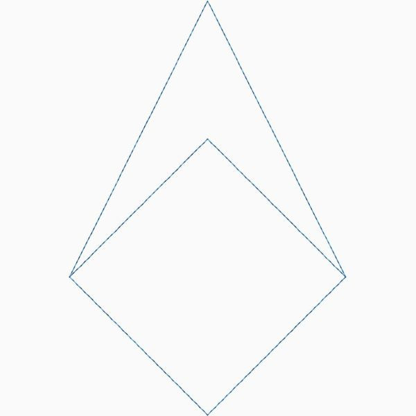 lose-up of Checkered Diamond diamond quilting pantograph showing sharp geometric diamond shapes in a checkered quilting pattern with continuous stitching