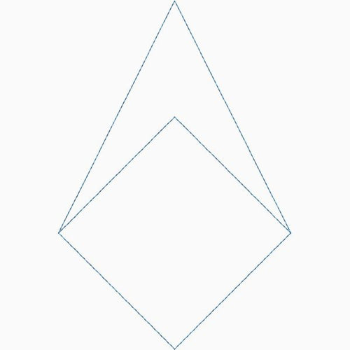 lose-up of Checkered Diamond diamond quilting pantograph showing sharp geometric diamond shapes in a checkered quilting pattern with continuous stitching