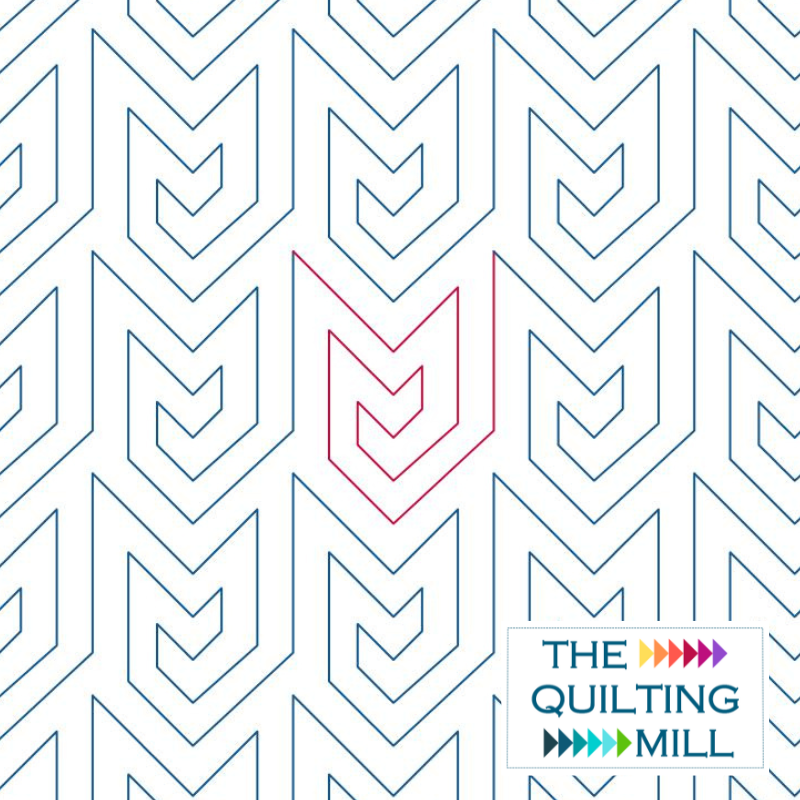 Chevron Maze longarm digital pattern featuring bold zigzag maze shapes in a crisp geometric quilting pantograph layout