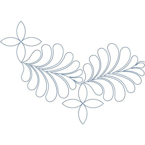Close-up of Citrus Crush botanical leaf pantograph showing vibrant bold leaf shapes and crisp clean continuous edge-to-edge line detail