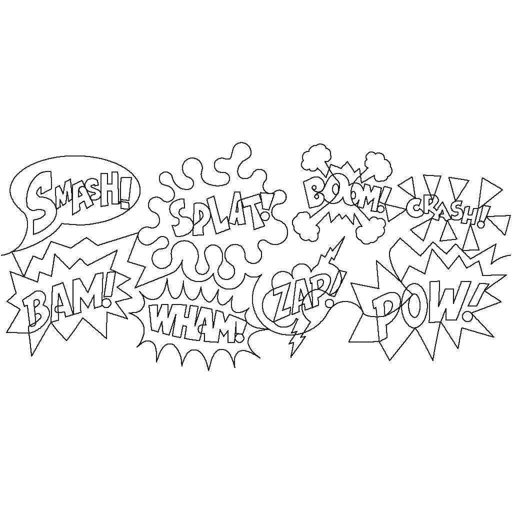 Close-up of Comic Word Bubbles pantograph showing detailed starburst and speech bubble comic text continuous line stitching