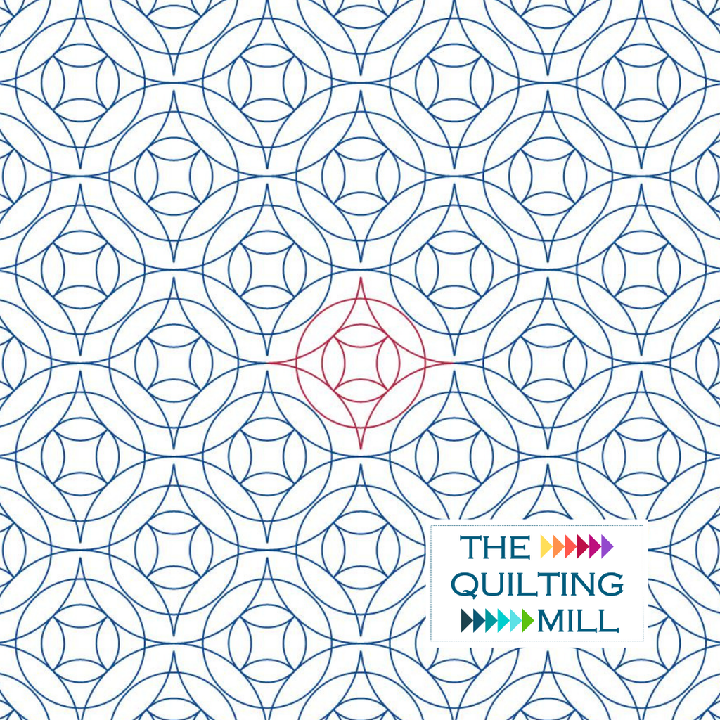 Compassed digital quilting design featuring a modern geometric circle and diamond pantograph pattern for longarm quilting machines