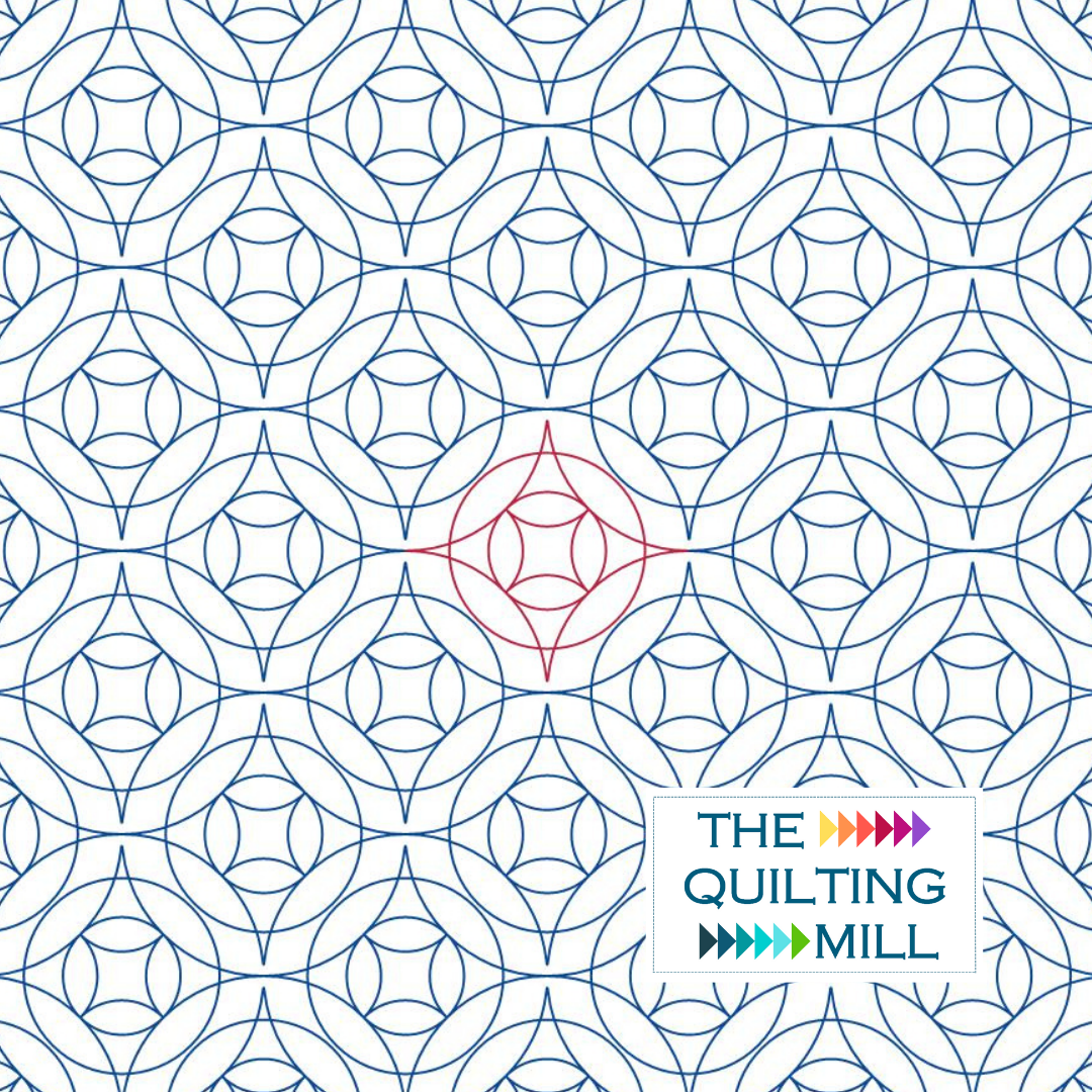 Compassed digital quilting design featuring a modern geometric circle and diamond pantograph pattern for longarm quilting machines