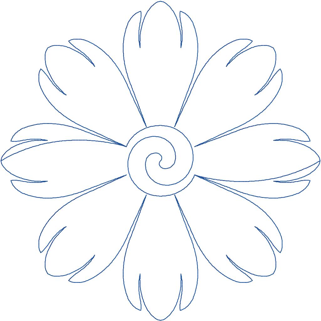 Close-up of the Cosmos floral quilting pantograph highlighting the delicate petal detail in this digital flower pantograph design.