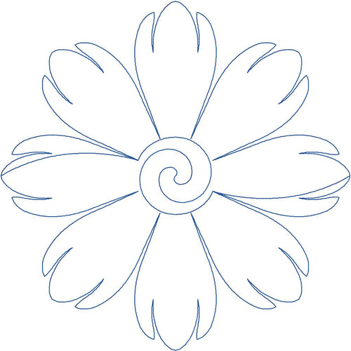 Close-up of the Cosmos floral quilting pantograph highlighting the delicate petal detail in this digital flower pantograph design.