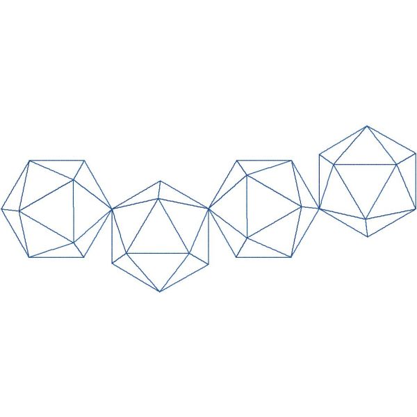 Close-up of D20 d20 dice quilting pantograph with crisp geometric d20 shapes and clean continuous-line repeat detail