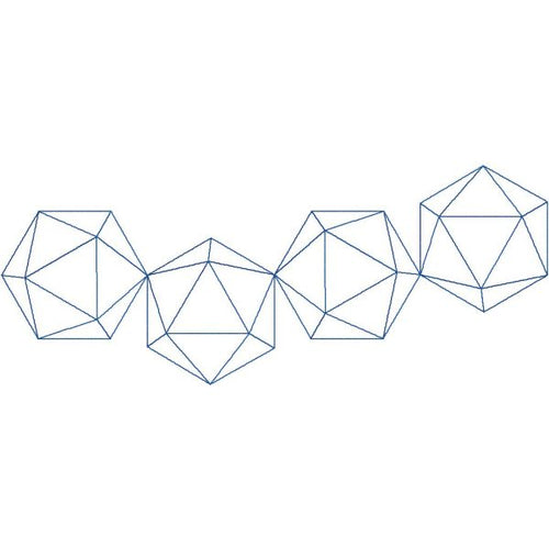Close-up of D20 d20 dice quilting pantograph with crisp geometric d20 shapes and clean continuous-line repeat detail