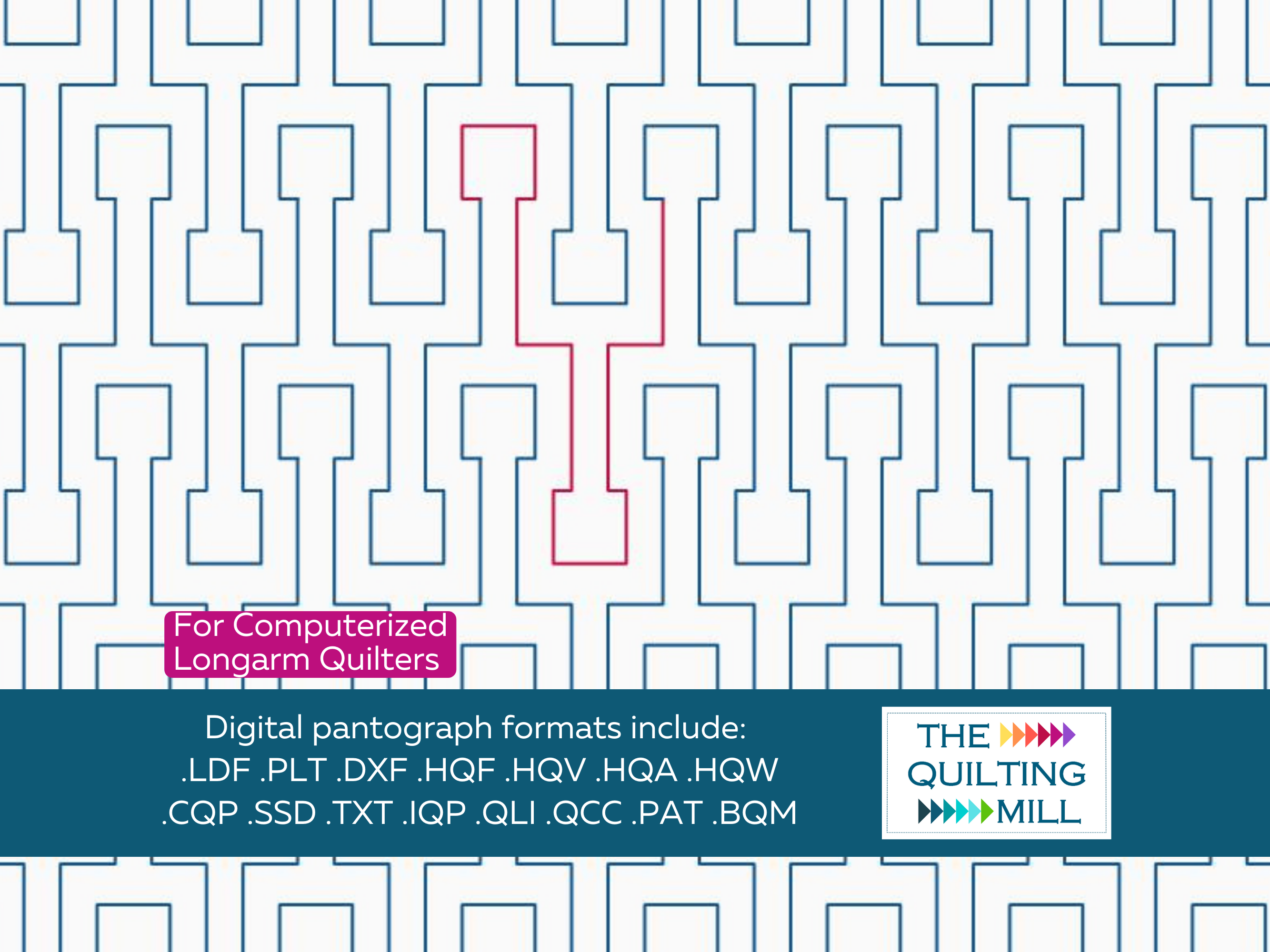 Deco Maze digital maze quilting pantograph pattern, a bold geometric design for longarm machines, ideal for modern and contemporary quilts.