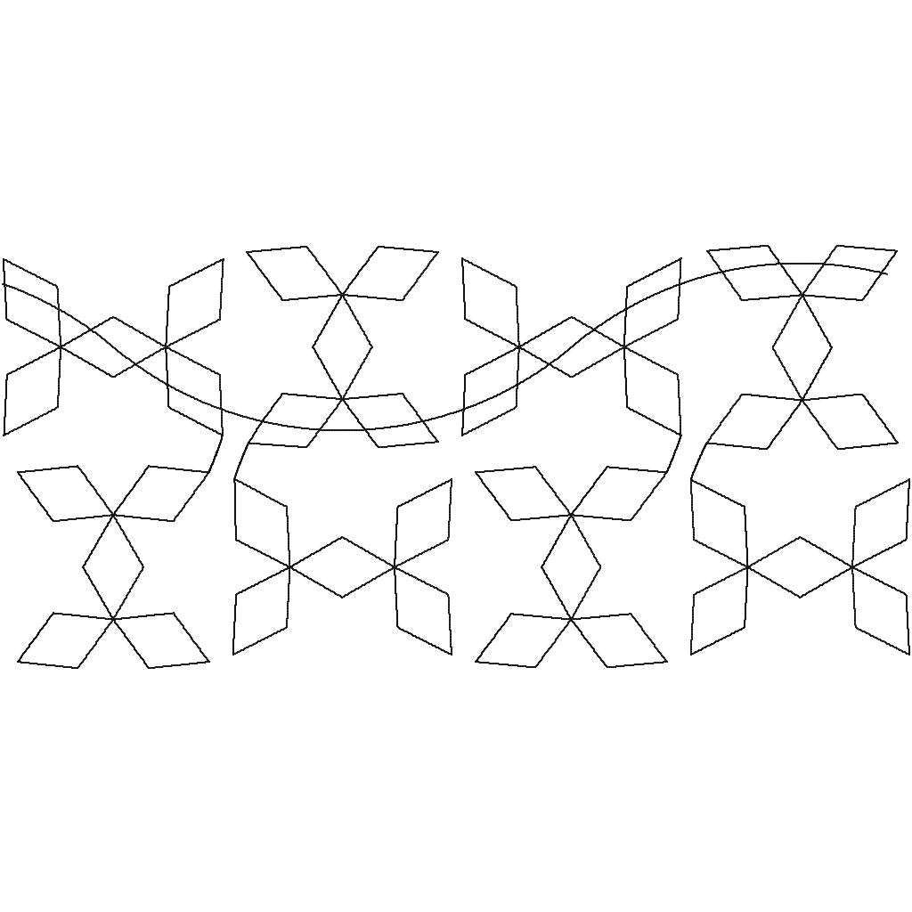 Close-up of Diamond Weave 1 geometric pantograph showing detailed diamond cluster shapes and connecting wave stitching