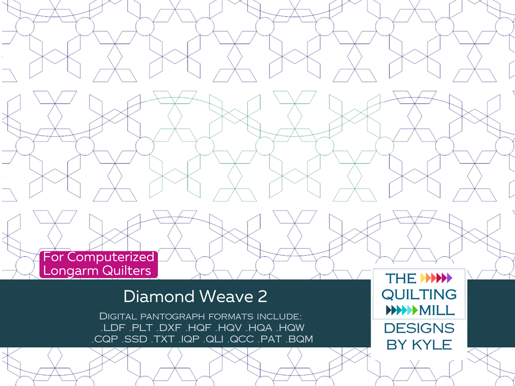 Diamond Weave 2 longarm quilting design product image showing diamond clusters linked by circle joints