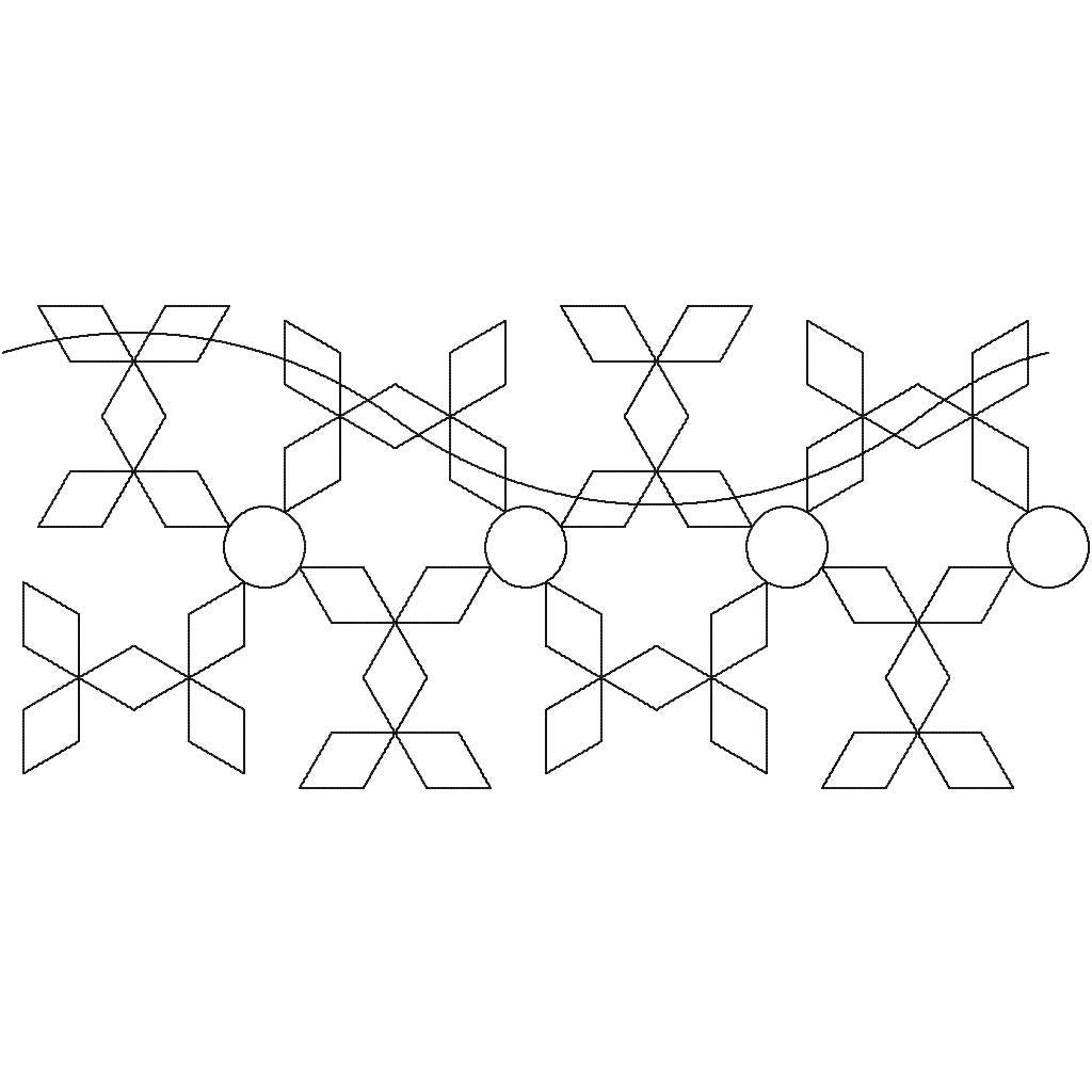 Close-up of Diamond Weave 2 geometric pantograph showing detailed diamond cluster shapes and circle connector stitching