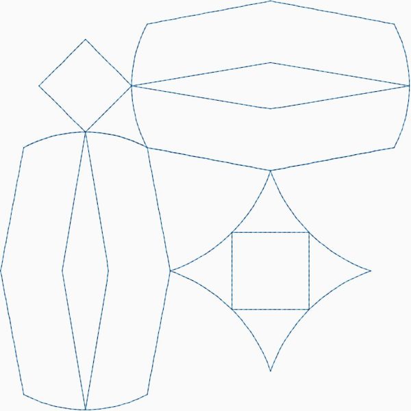 Close-up of Double Wedding Ring Tile geometric tile quilting pantograph with interlocking ring shapes and clean continuous-line stitching